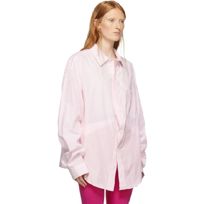 Shop Balenciaga Pink And White Swing Shirt In 5875 Rose W