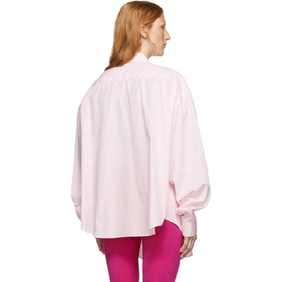 Shop Balenciaga Pink And White Swing Shirt In 5875 Rose W