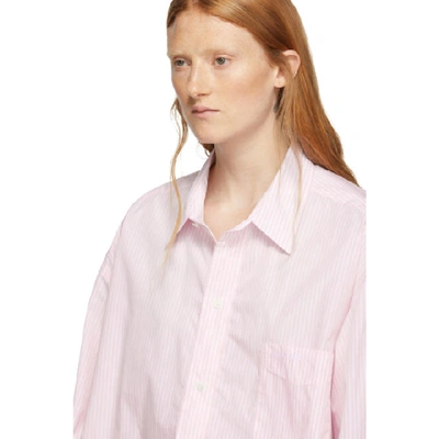 Shop Balenciaga Pink And White Swing Shirt In 5875 Rose W