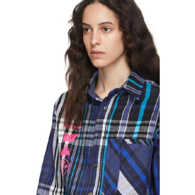 Shop Off-white Blue Check Mariana De Silva Shirt In Blue/multicolor