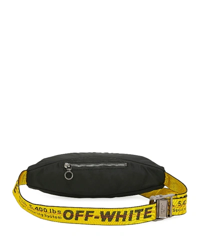 Shop Off-white Men's Web-strap Belt Bag/fanny Pack In Black