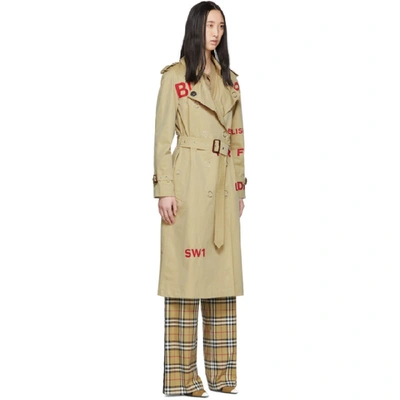 Shop Burberry Beige Horseferry Trench Coat