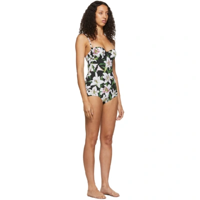 Shop Dolce & Gabbana Dolce And Gabbana Black Lillium Balconette One-piece Swimsuit In Hnkk8 Black