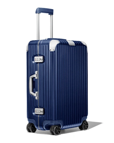 Shop Rimowa Hybrid Check-in Multiwheel Luggage In Matte Blue