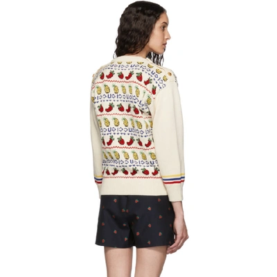 Shop Gucci Off-white Fruit Salad Crewneck Sweater In 9376 Ivory