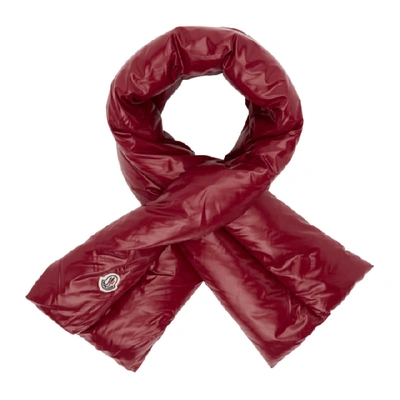 Shop Moncler Red Down Scarf In 438 Red