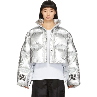 Shop Off-white Silver Down 3d Cropped Puffer