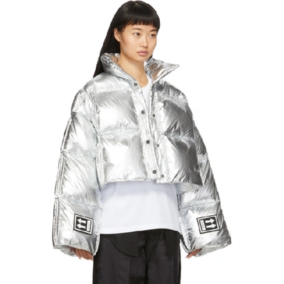 Shop Off-white Silver Down 3d Cropped Puffer