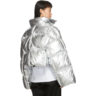 Shop Off-white Silver Down 3d Cropped Puffer