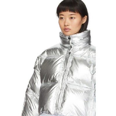 Shop Off-white Silver Down 3d Cropped Puffer