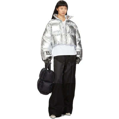 Shop Off-white Silver Down 3d Cropped Puffer