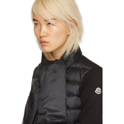 Shop Moncler Black Knit And Down Scarf Jacket In 999 Black