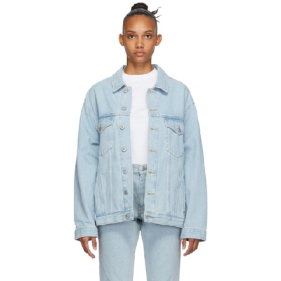 Shop Martine Rose Blue Oversized Denim Jacket In Light Blue