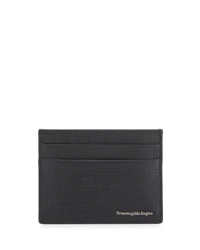 Shop Ermenegildo Zegna Men's Printed Leather Card Case In Black