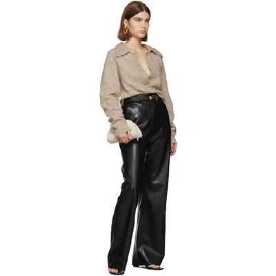 Shop Nanushka Black Vegan Leather Kisa Trousers