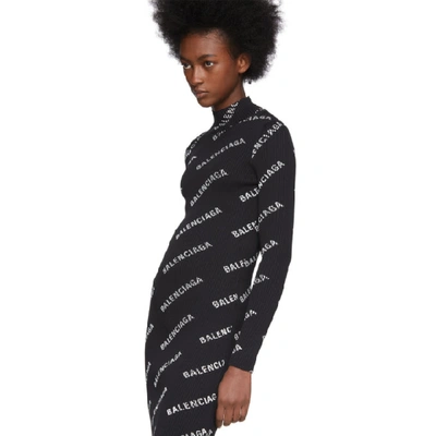 Shop Balenciaga Black Diagonal Logo Dress In 1070 Black/