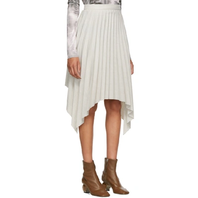 Shop Acne Studios Grey Pleated Suiting Skirt In White/mauve