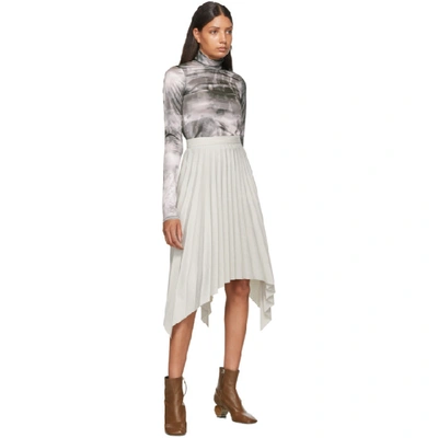 Shop Acne Studios Grey Pleated Suiting Skirt In White/mauve