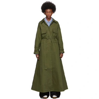 Shop Jacquemus Khaki Le Manteau Thika Coat In Kaki