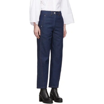 Shop Lemaire Indigo Twisted Jeans In 761 Indigo