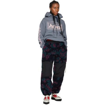 Shop Aries Navy Fleece Paisley Lounge Pants