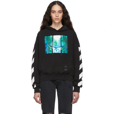 Shop Off-white Black And Multicolor Diag Waterfall Over Hoodie In Black Multi