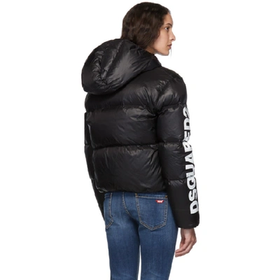 Shop Dsquared2 Black Nylon Hooded Puffer Jacket In 900 Black