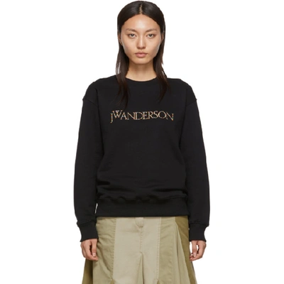 Shop Jw Anderson Black Embroidery Logo Sweatshirt In 999 Black