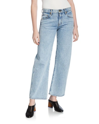 Shop Khaite Kerrie Straight-leg Crop Jeans In Blue