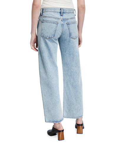 Shop Khaite Kerrie Straight-leg Crop Jeans In Blue