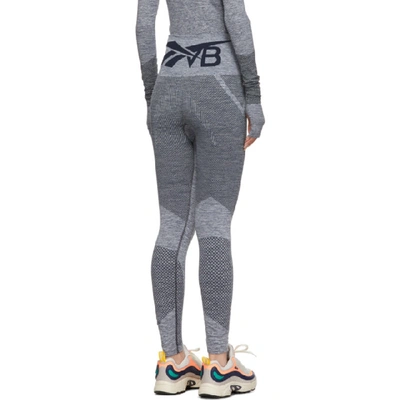 Shop Victoria Beckham Reebok By  Grey And White Seamless Leggings In Night Navy
