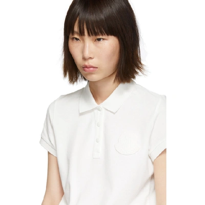 Shop Moncler White Logo Polo In 034 White