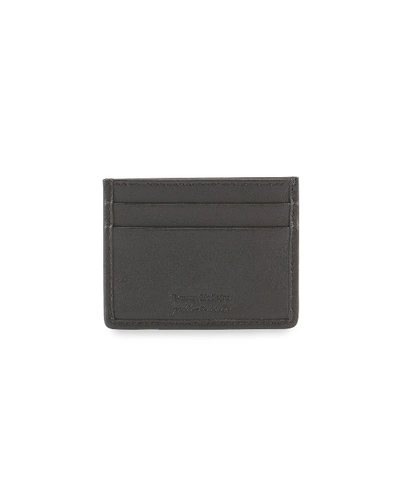 Shop Ermenegildo Zegna Men's Pelle Tessuta Leather Card Case In Black