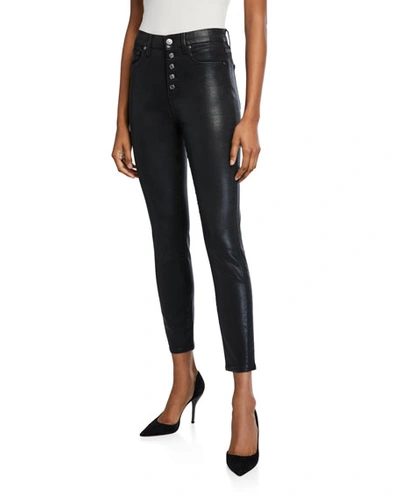 Shop 7 For All Mankind High-rise Skinny Ankle Jeans In B(air) Black