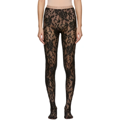 Shop Gucci Black Lace Tights In 1000 Black