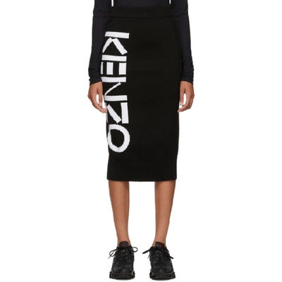 Shop Kenzo Black Sport Tube Mid-length Skirt In 99 Black
