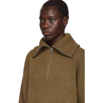 Shop Acne Studios Brown Half-zip Sweater In Toffee Brow