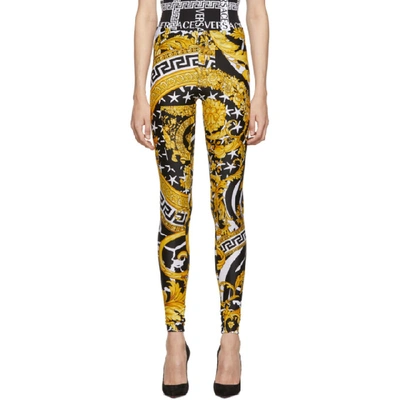 Shop Versace Multicolor Heritage Stamp Leggings In A7900 Multi