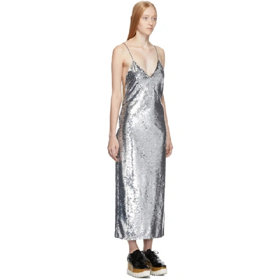 Shop Stella Mccartney Silver Sequins Midi Dress In 8101 Silver