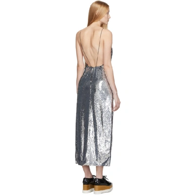 Shop Stella Mccartney Silver Sequins Midi Dress In 8101 Silver