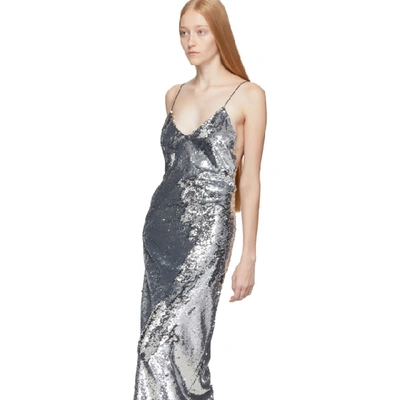 Shop Stella Mccartney Silver Sequins Midi Dress In 8101 Silver