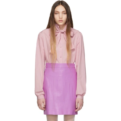 Shop Gucci Purple Poplin Bow Shirt In 5720 Ligt P