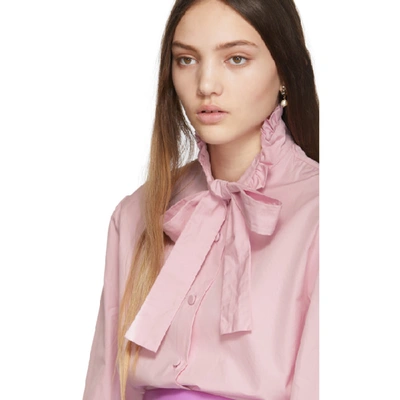Shop Gucci Purple Poplin Bow Shirt In 5720 Ligt P