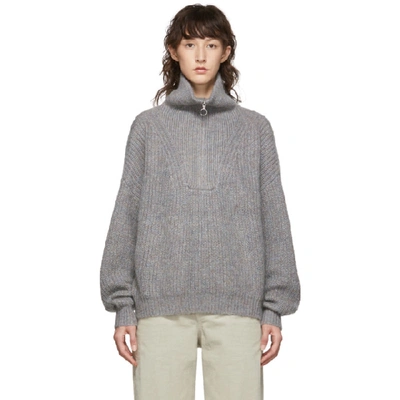 Shop Isabel Marant Étoile Isabel Marant Etoile Grey Myclan Knit Fluffy Turtleneck In 02gb Greyis