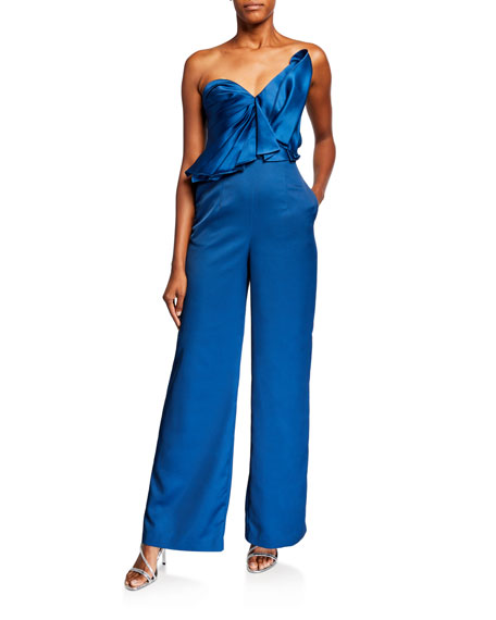 satin strapless jumpsuit