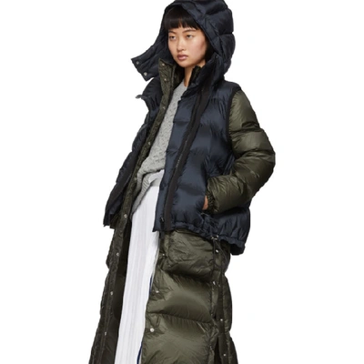 Shop Sacai Navy And Khaki Down Nylon Puffer Coat In 212 Navy Kh