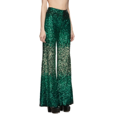 Shop Halpern Ssense Exlusive Green Sequin Stovepipe Trousers