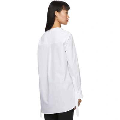 Shop Alexander Mcqueen White Poplin V-neck Shirt In 9000 Optica