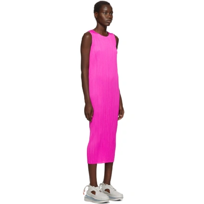 Shop Issey Miyake Pleats Please  Pink New Colorful Basics 2 Tank Dress In 22 Pink