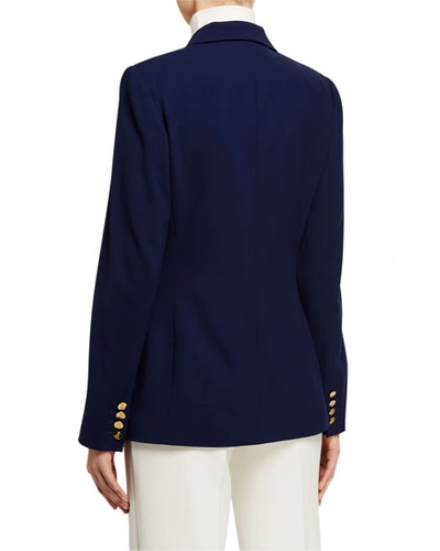 Shop Ralph Lauren Camden Wool Crepe Jacket In Navy